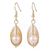 Natural Pearl Teardrop Dangle Earrings EJEW-JE05091-01-1
