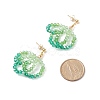 Glass Seed Braided Ring Dangle Stud Earrings EJEW-TA00125-4