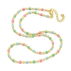 Brass Enamel Column Link Chain Necklaces NJEW-H039-09C-01G-2