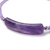 Curved Rectangle Natural Amethyst Adjustable Nylon Cord Braided Bead Bracelets for Women Men BJEW-JB10280-04-2