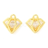 Real 18K Gold Plated Rack Plating Brass with Cubic Zirconia Pendants Charms KK-S396-12B-1