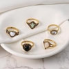 5Pcs 5 Style Opal & Natural Obsidian & Glass Finger Rings Set AJEW-PW0005-05AG-3
