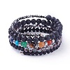 Natural Lava Rock and Mixed Gemstone Warp Bracelets BJEW-E363-01B-1