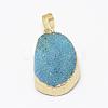 Electroplated Natural Druzy Agate Pendants G-G656-19-3
