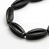 Natural Oval Black Stone Beads Strands G-P062-43-3