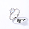 Flat Round Platinum Brass Adjustable Ring with Cubic Zirconia EG7863-10-1