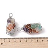 Rack Plating Copper Wire Wrapped Natural Mixed Stone Chip Big Pendants G-C130-01P-09-3