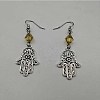 Bohemian Hamsa Hand Tassel Alloy Pave Cubic Zirconia Dangle Earrings for Women TA8564-4-1