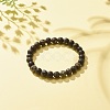 Round Natural Agate Stretch Beaded Bracelets BJEW-JB08196-03-2