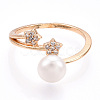 Stars Natural Pearl Finger Ring with Cubic Zirconia PEAR-N020-06K-2