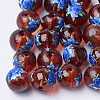 Printed & Spray Painted Transparent Glass Beads GLAA-S047-04B-09-1