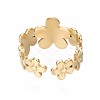 304 Stainless Steel Flower Wrap Open Cuff Ring RJEW-T023-44G-2