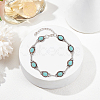 ANATTASOUL 2Pcs Acrylic Imitation Turquoise Oval Link Chain Anklet AJEW-AN0001-04-7