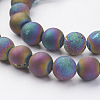 Electroplated Natural Agate Bead Strands G-P222-03-3