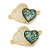 Rack Plating Brass Micro Pave Clear Cubic Zirconia Connector Charms KK-P268-20G-2