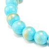 Natural Mashan Jade Round Beaded Stretch Bracelet BJEW-JB07970-02-5