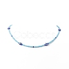 Resin Evil Eye & Glass Seed Beaded Necklace for Women NJEW-JN04243-5