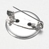 Platinum Plated DIY Flat Round Tray Iron Brooch Findings Backs Safety Pins X-E040Y-3
