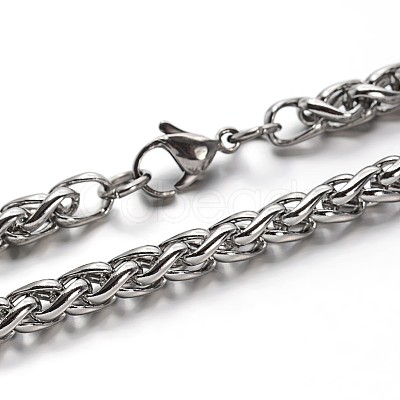 Tarnish Resistant Great 304 Stainless Steel Wheat Chain Necklaces NJEW-O058-04P-1