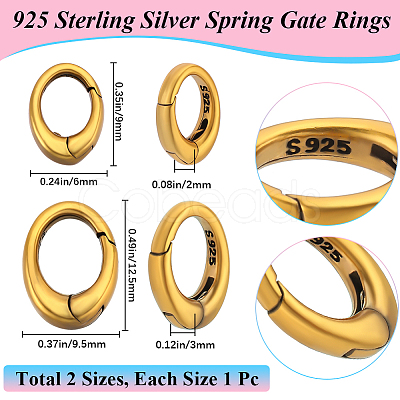 Beebeecraft 2Pcs 925 Sterling Silver Spring Gate Rings STER-BBC0006-41C-1