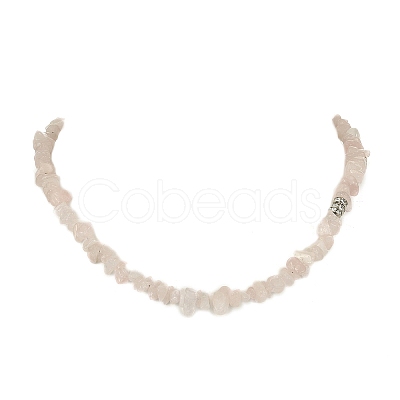 Natural Rose Quartz Chips Beaded Necklace & Stretc Bracelet SJEW-JS01281-02-1