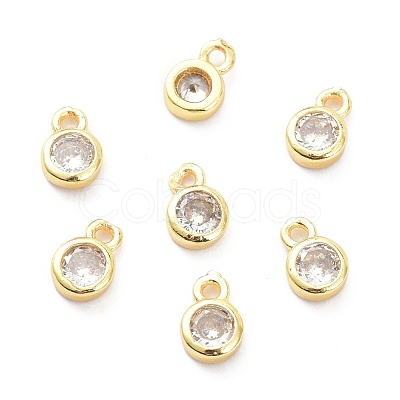 Brass Micro Pave Clear Cubic Zirconia Charms Pendants ZIRC-K086-23G-1