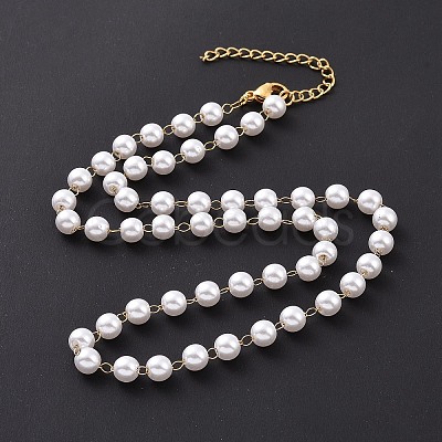 PVD Vacuum Plating 304 Stainless Steel Beaded Necklaces NJEW-E064-01G-1