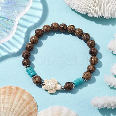 Beach Tortoise Synthetic Turquoise Bracelets BJEW-JB10303-01-1