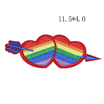 Pride Flag/Rainbow Flag & Heart & Arrow Theme Computerized Embroidery Cloth Iron On/Sew On Patches RABO-PW0001-123A-1