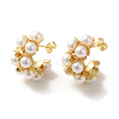 Brass Stud Earrings for Women EJEW-M251-07G-1