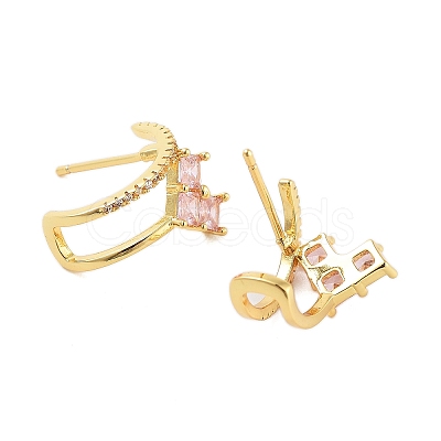 Rack Plating Heart Brass Stud Earrings EJEW-N055-32G-RS-1