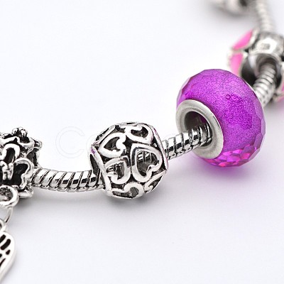 Wing Alloy European Style Beads Bracelets BJEW-P049-20-1