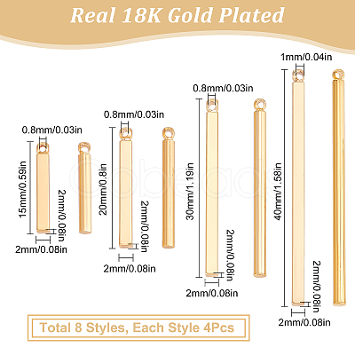 SUNNYCLUE 32Pcs 8 Style Brass Pendants KK-SC0003-03-1