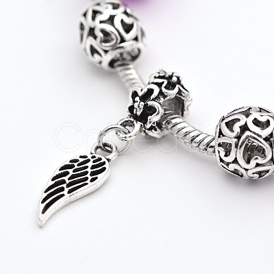 Wing Alloy European Style Beads Bracelets BJEW-P049-20-1