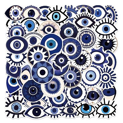 50Pcs Halloween Evil Eye PVC Self Adhesive Cartoon Stickers STIC-B001-15-1