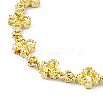 Colorful Enamel Ace & Cubic Zirconia Link Chain Bracelet BJEW-P288-13G-1