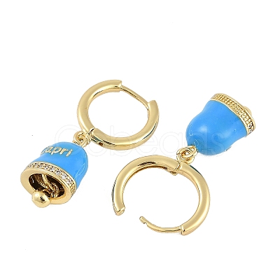 Bell Brass & Enamel Hoop Earrings for Women EJEW-U015-25G-F-1