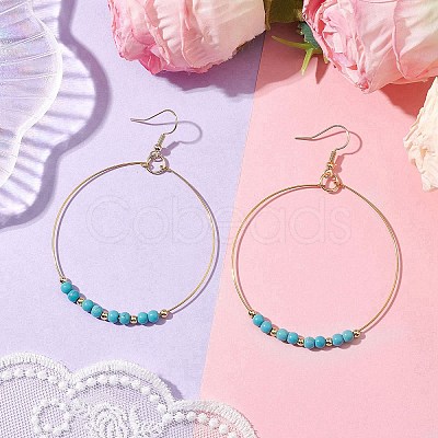 Synthetic Turquoise Dangle Earrings EJEW-JE05809-1