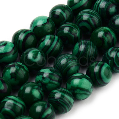 Synthetic Malachite Bead Strands G-Q462-57-10mm-1