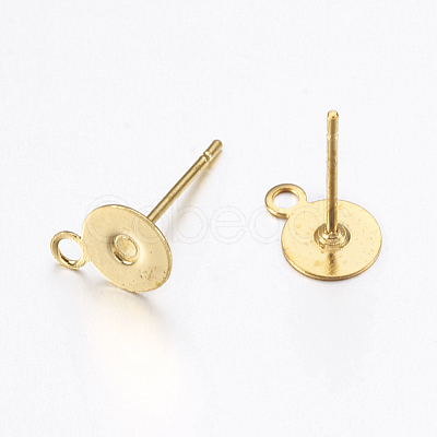 Brass Stud Earring Findings X-KK-K225-02B-G-1