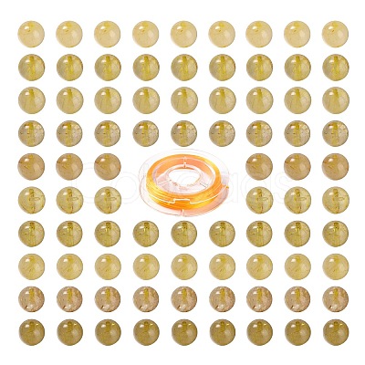 100Pcs 8mm Natural Gold Rutilated Quartz Round Beads DIY-LS0002-49-1