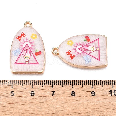 Printed Rack Plating Alloy Enamel Pendants ENAM-T020-03F-1