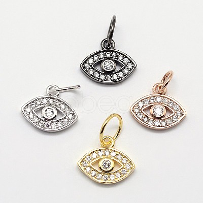 CZ Brass Micro Pave Cubic Zirconia Evil Eye Charms ZIRC-L018-10-1