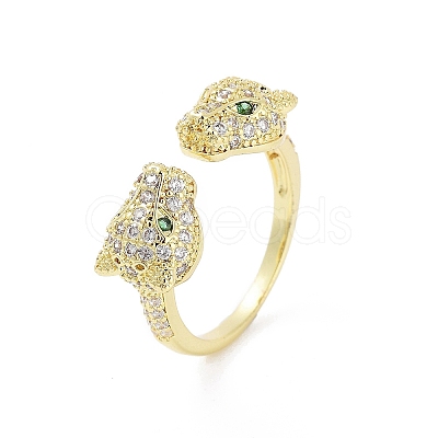 Rack Plating Adjustable Brass with Cubic Zirconia Rings RJEW-B060-03G-1