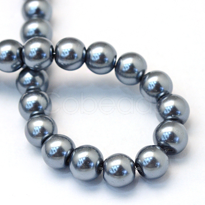 Baking Painted Pearlized Glass Pearl Round Bead Strands X-HY-Q330-8mm-12-1