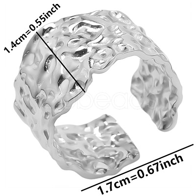 Textured Titanium Steel Open Cuff Ring for Unisex MC1098-1-1