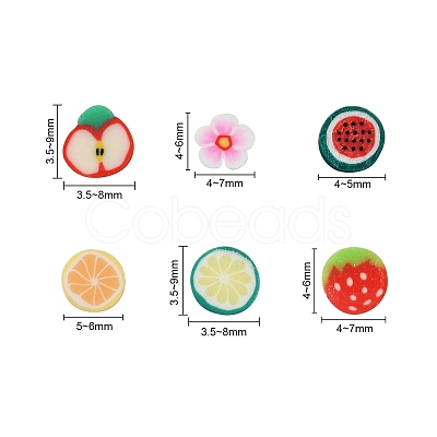 1800Pcs 6 Style Fruit Theme Handmade Polymer Clay Nail Art Decoration CLAY-YW0001-23-1