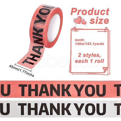 Fingerinspire 2 Rolls 2 Colors Valentine's Day Thank You Theme Decorative Paper Tapes AJEW-FG0005-03-1