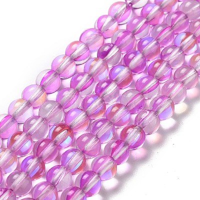 Synthetic Moonstone Beads Strands G-P528-J01-05-1