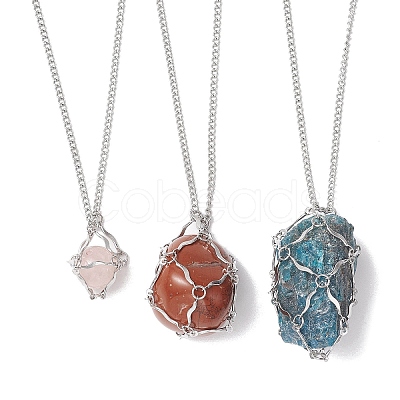 Non-Tarnish 3Pcs 3 Sizes Stainless Steel Macrame Pouch Empty Stone Holder for Necklace Makings NJEW-JN04823-1